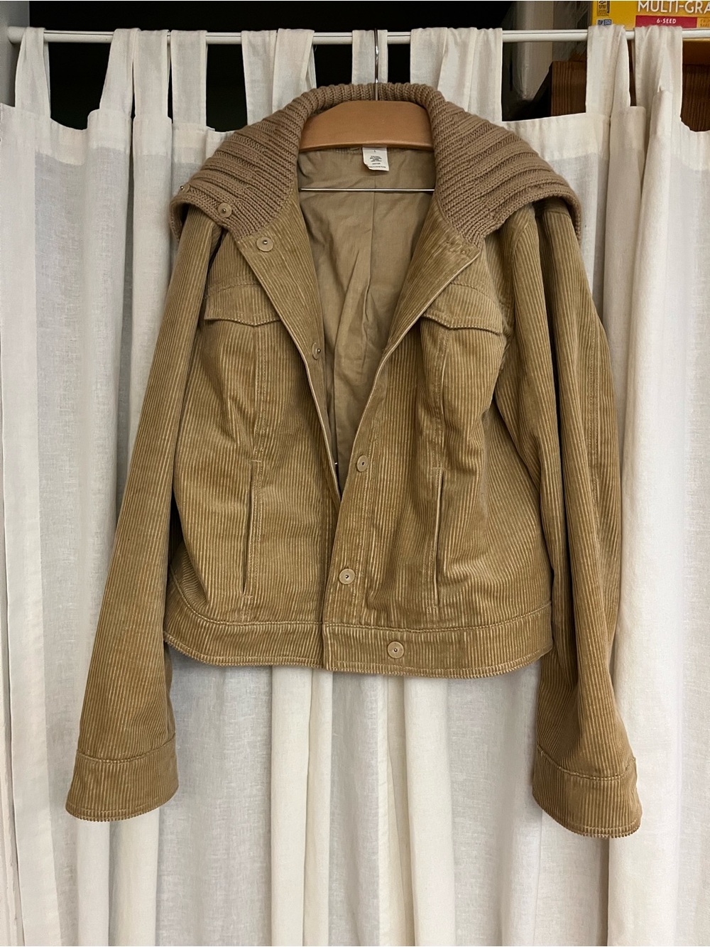 J. Crew Corduroy Jacket with Knit Collar in Tan
